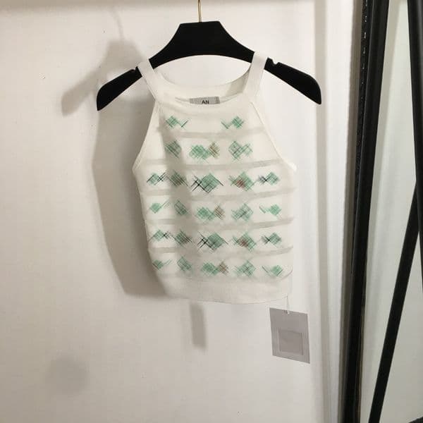 vest designer women brand clothing girl summer tops fashion fish embroidery logo lady knitted vest ladies single shoulder t-shirt women tank top May 22