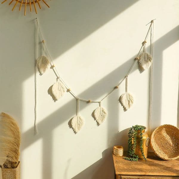 Large Macrame Wall Hanging Boho Leaf Tassels Christmas Decoration Wall Decor Tapestry Home Decorations for Bedroom Living Room 250517BJ