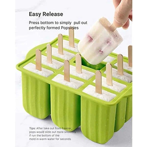 12 Pieces Silicone Popsicle Maker Molds Food Grade Ice Molds With Ice Cream With 50 Popsicle Sticks Popsicles Molds Household X2505241