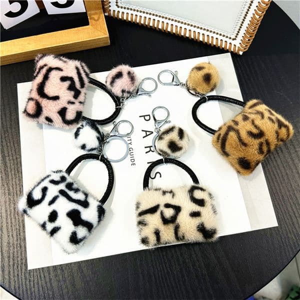 Adorable Soft Fur Ball Key Holder Featuring Wildcat Design Versatile Trinket Suitable For Multiple Uses