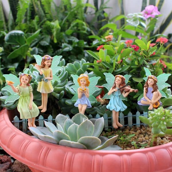 Resin Butterfly Fairy Plugin Set 5 Garden Lawn Bonsai Decoration Wings Shine at Night Birthday Gift Valentines Day Gift 250526