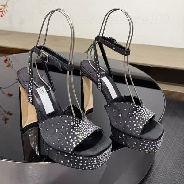 Elegant Womens Stiletto Sandals with and Embellishments - Open Toe Strap Heel Shoes