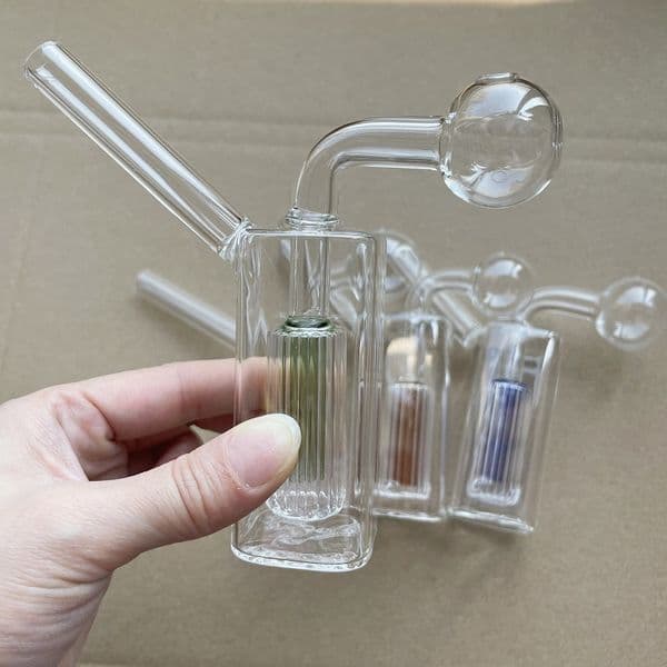 2025 new 2025 new Pcs Glass Oil Burner Bubblers Pipes Bowl Straight Hand Pipe With Two Stand Mix Color Smoking Water Accessories Free Shippi