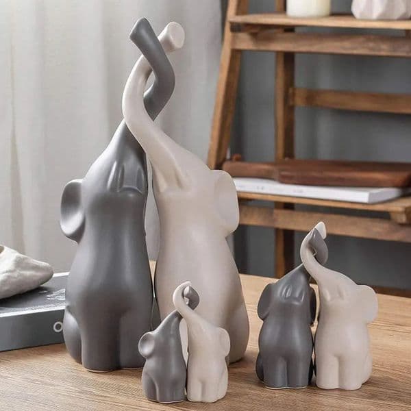 2pcs Ceramic Elephant Couples Figurines Miniatures Animal Ornaments Creative Figurines And Crafts Furnishings For Living Room 250521BJ