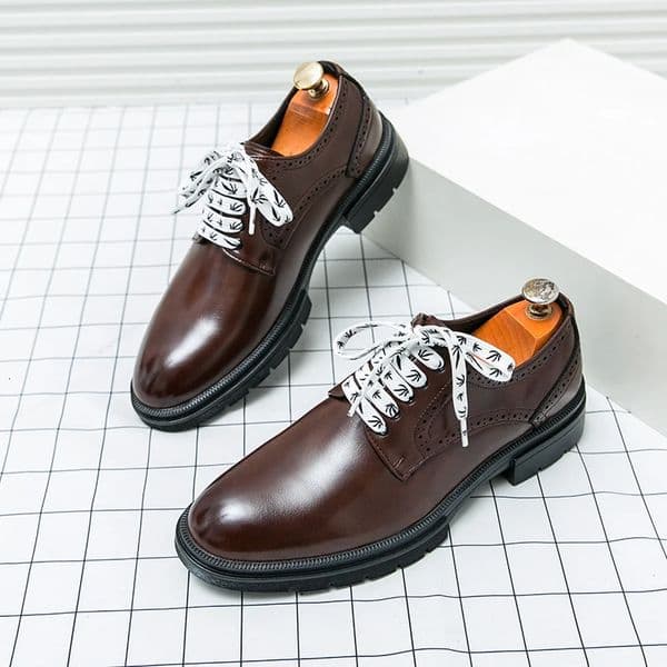 British Style Man Leather Shoes Size 38-46 Brown Mens Dress Shoes Low Cut Lace-Up Business Social Shoe Male zapatos para hombre 250526