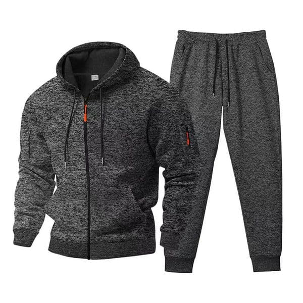 2025 Mens Sportswear Sets Heavyweight Cationic Fleece-Lined Hooded Zipper Casual Sportswear Sets for Men