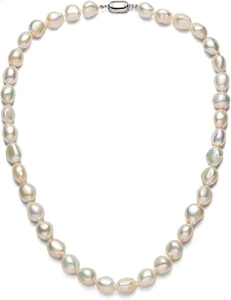 Baroque Pearl Necklace for Women 8-9mm 9-10mm AA Quality Freshwater Cultured Pearl Strand Necklace with Sterling Silver Clasp 250514