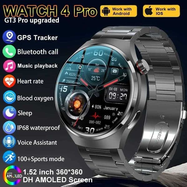 2024 New GPS Sport watch NFC GT4 Smart Watch Men 360*360 HD AMOLED Sn etooth Call Heart Rate Smartwatches for Android IOSXJ250513