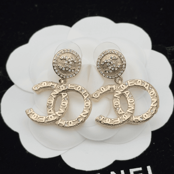 Luxury 18K Gold Plated Copper Earring Jewelry Woman Designer Crystal Rhinestone Fashion Double Letters Stud 20 Styles Accessories