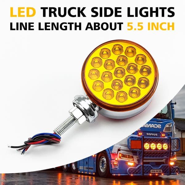 Modified Lights Truck Side Lights LED Truck Lights Double Sided Lights Universal for all kinds of cars, easy to install Mode for red bright + yellow bright + popping flash