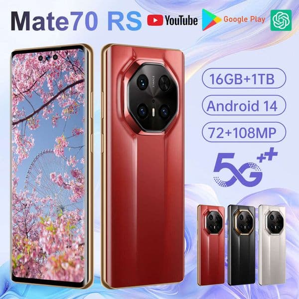 The 2025 new 70Pro Android 14 5G smartphone is a 7.3-inch 16GB+1TB 8000mAH 72+108MP luxury smartphone Give away mobile phone accessories