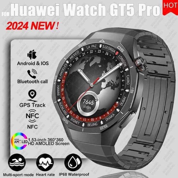New For Watch GT5 Pro Smart Watch HD AMOLED Sn NFC GPS Tracker ethoth Call Health Waterproof Smartwatch Men WomenXJ250513