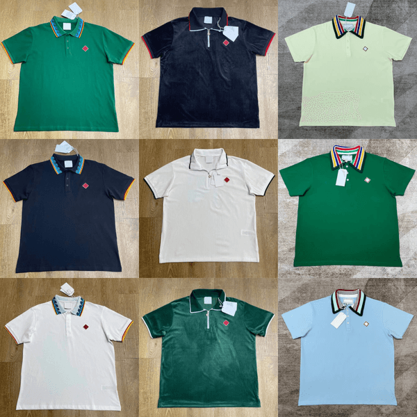 25ss Casabalnc Trendy New Spring Summer Button Wave Stripe Lapel Pullover Polos Shirt Loose Mens and Womens Designer Cotton Short Sleeve T Shirt Polo Shirt Tops