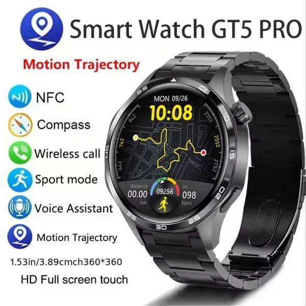 GT5 PRO Smart Watch Men Watch 5 Pro AMOLED HD Sn etooth Call GPS Trajectory NFC Heart Rate Compass SmartWatches 2025 NewXJ250513
