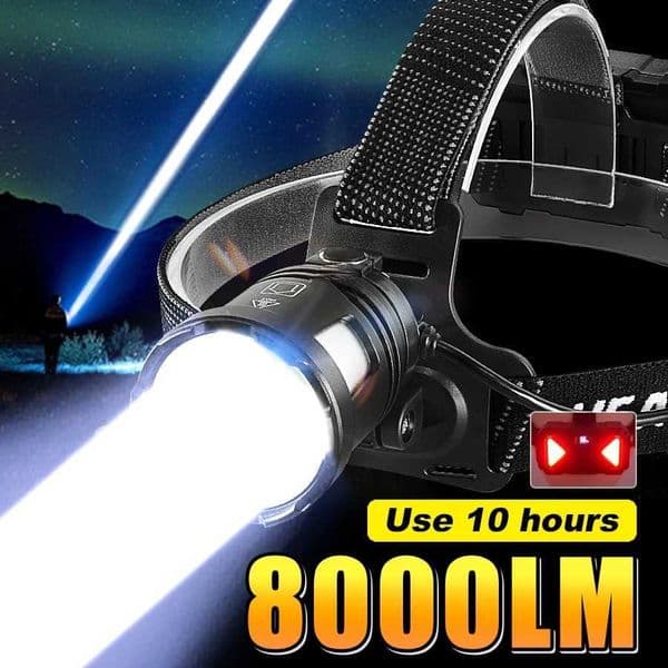 2025 New Long Lasting Outdoor LED High Power Headlamp Type-C Rechargeable Powerful Head Light 18650 Battery 3 Modes For Hiking W250527