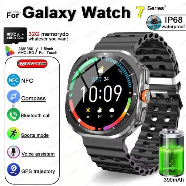 Suitable For Galaxy Z7 Ultra Men 1.52-inch AMOLED ethoth Call Waterproof Sports Smart Watch 2025NewXJ250513