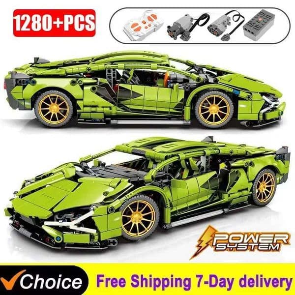 New 1280PCS Technical RC Building Blocks Racing Electric Remote Control Car Motor Vehicle Model Bricks Toy Adult Gift Free shipping