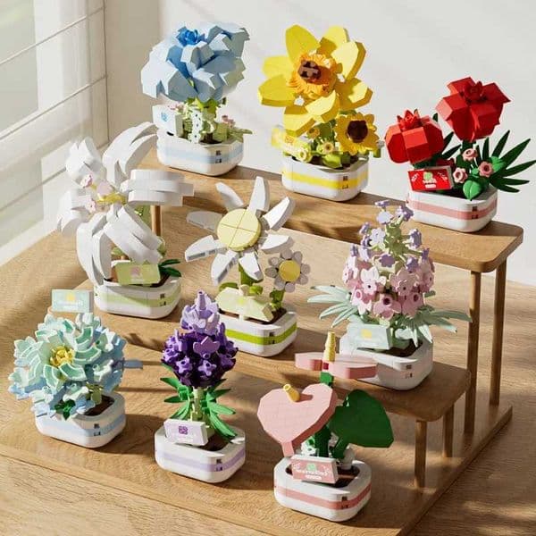 Building Blocks Potted Plants Immortal Flowers Fun Succulents Living Room Simulation Flowers Desktop Decoration Toys Z250528