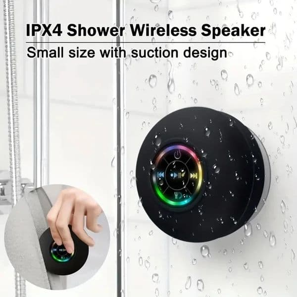 Portable Waterproof Shower Bluetooth Ser 3D Surround Sound With Suction Cup Led Light Support Hands-free Calling 250526