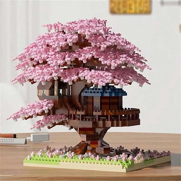 Mini Sakura Tree Building Blocks Set DIY Cherry Blossom Bricks Treehouse Model Decoration Romantic Gift for Girlfriend Z250528