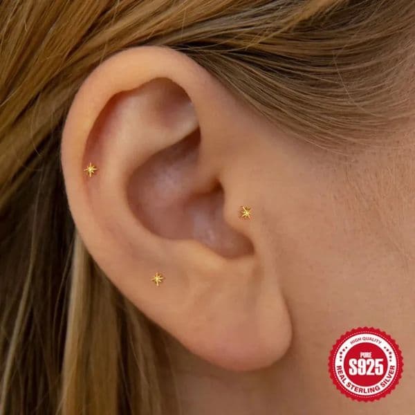 925 Sterling Silver Flat Back Earrings for Women Threadless Nose Tiny Stud Cartilage Tragus Piercing Jewelry Conch Helix Studs 250527