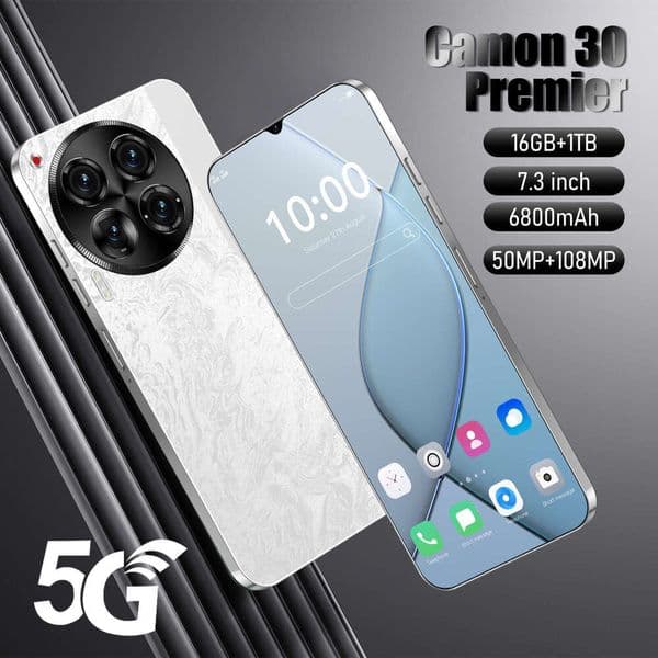 C30 Smart True 4G Large Screen 16+1T Mobile Phone 7.3HD+ display, 50MP+108MP camera, fingerprint and facial recognition, comes with headphones + phone case