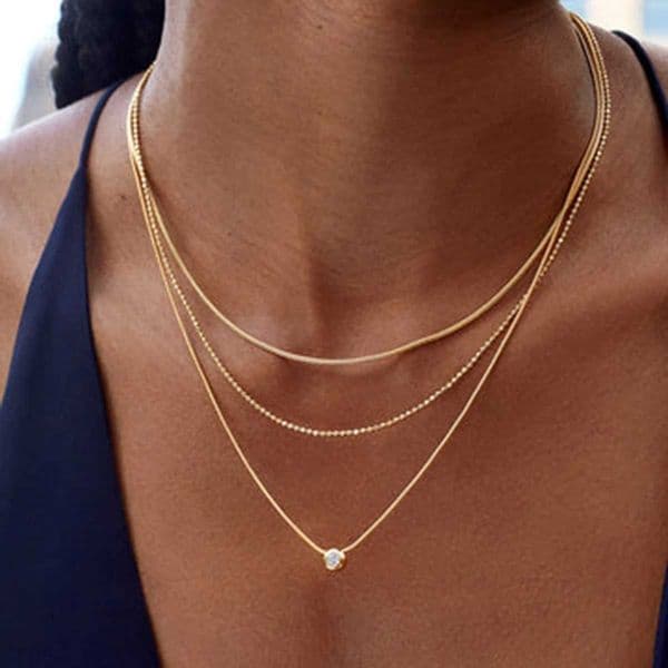 18K PVD Minimalist Light Cozy Stainless Steel Three Layer Y Shaped Necklace Chain Trendy Women Premium Jewelry Bijoux XJ250528