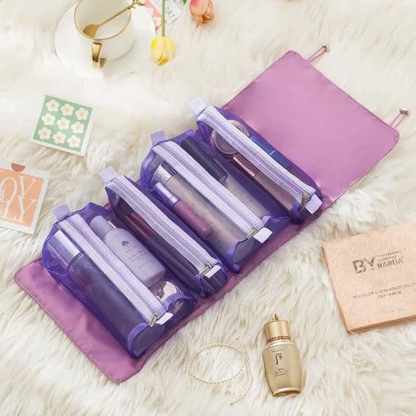 Divisible fourinone cosmetic storage portable multilayer large capacity folding makeup bag 250528
