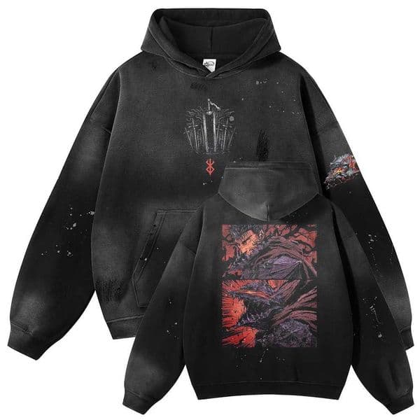 Vintage Men Oversized Hoodie Sweatshirt Japanese Anime Graphic Print Harajuku Hooded Streetwear Hip Hop Fashion Loose PulloverXJ250514