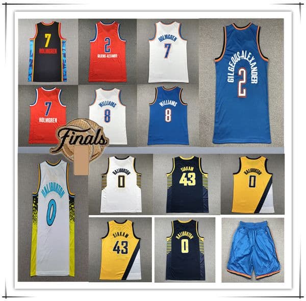 2025 Finals Basketball Jersey Shai Gilgeous-Alexander Jalen Williams Chet Holmgren Tyrese Haliburton Pascal Siakam Reggie Miller Stitched Size S-XXL