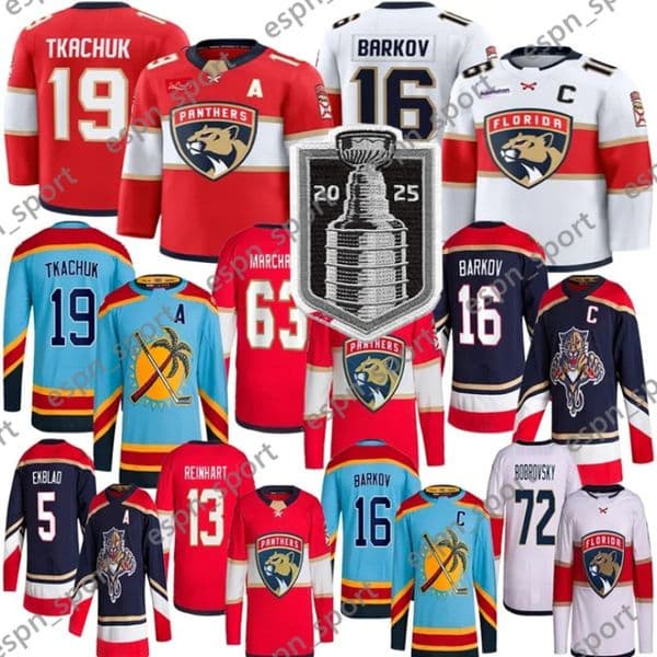 2025 Stanley Cup Final 16 Aleksander Barkov hockey jersey pantheres Matthew Tkachuk Sam Reinhart Sam Bennett Gustav Forsling Brad Marchand Jones Sergei Bobrovsky