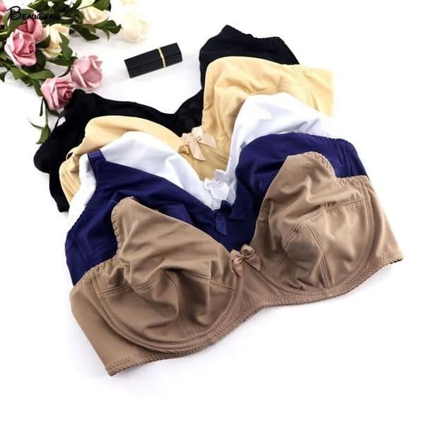 Beauwear Women Underwire Plus Size Bras Full Coverage Non Padded Brassiere Minimizer Underwear 3652 D E F Color Black Nude BH 250529Z