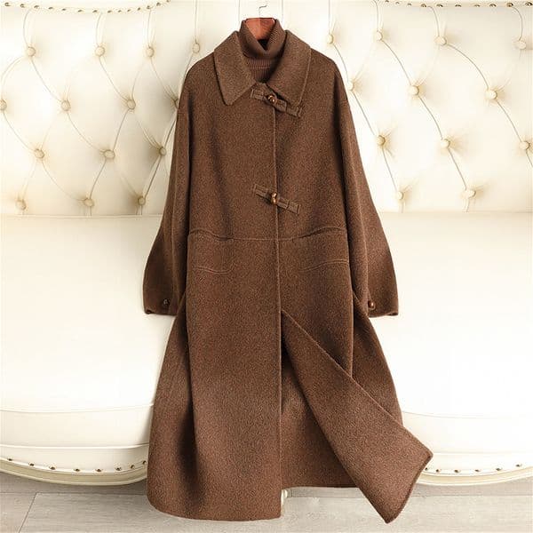 D6354 New autumn and winter double-faced wool coat simple and fashionable knee-length light luxury high-end