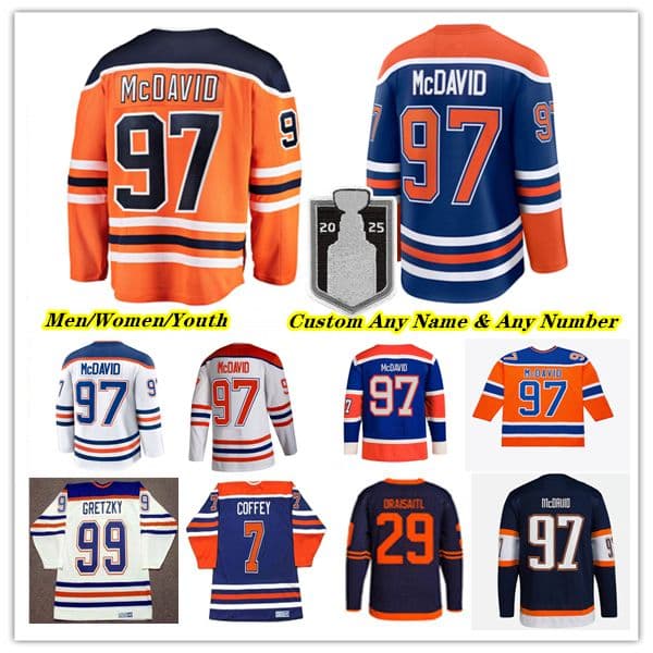 Ice Hockey Jersey Connor McDavid Leon Draisaitl Zach Hyman Ryan Nugent-Hopkins Evan Bouchard Evander Kane Corey Perry Vasily Podkolzin Jake Walman Darnell Nurse 4XL