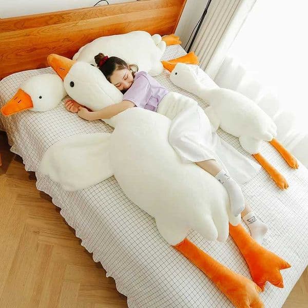 90-190cm Lovely Big White Goose Throw Pillow Plush Toy Big Goose Doll Sleep on Bed Birthday Gift Girl Free Shipping Stuffed Toys Z250529