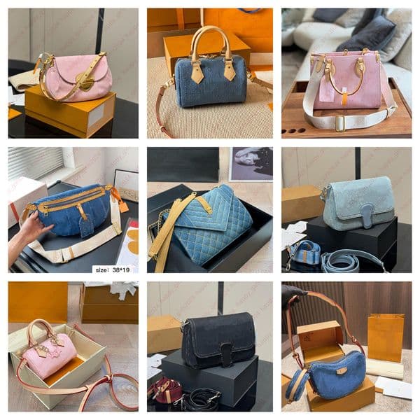 Luxury Designer Denim Handbag Hobo Large Capacity Shopping Bag Tote Women Pink blue Underarm Shoulder Crossbody Bag Messenger Jean Tabbys Bag Clutch Wallet Purse