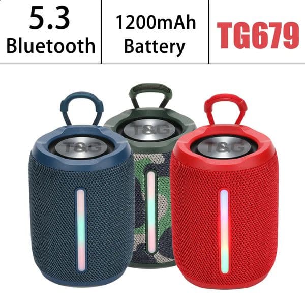 Bluetooth Ser TG679 1200mAh Portable Wireless TWS Sound Box Hands-free Call Support FM/TF Card LED Color Light caixa de som 250526