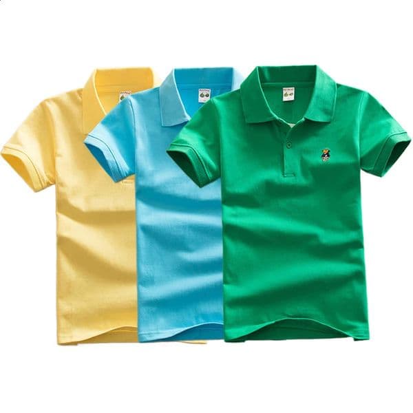 Children Polo T-Shirt Summer Boys Short Sleeved Tees Kids Clothing Fashion Teens Elastic Sportswear Boy Girl Cartoon Cotton Tops 250529