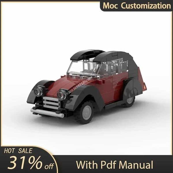 Moc Citroen 2CV Charleston Speed Champion Super Sports Car Building Blocks DIY City Racing Car Vehicle Bricks Toys Boys Gifts W250529