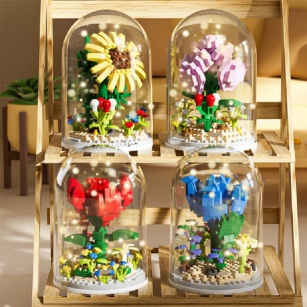 Blind Mystery Box Toy Building Block Toys Puzzle Assembly Collectible Building Blocks Small Particle Girls Flower Bouquets Gifts Surprise