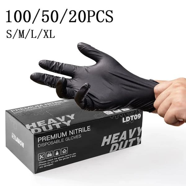 100/50/20PCS Disposable Black Nitrile Gloves Latex Free Waterproof Durable Suitable for Kitchen Food Processing Beauty Salon 250530