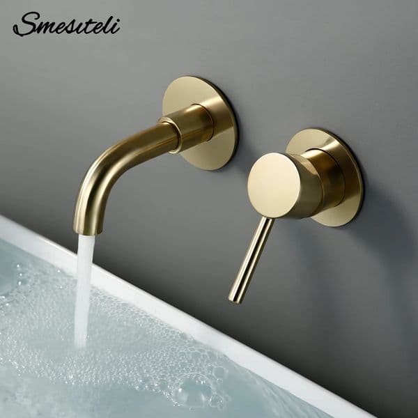 Basin Faucet Bathroom Mixer Sink Tap Wall Mounted Brass Matt Black With Single Handle Cold Water White Rose Gold Set 250526