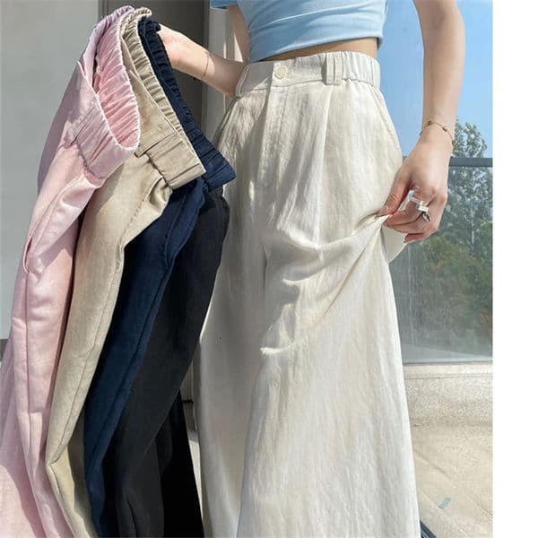 Cotton and Linen Womens Wide Leg Full Pants High Waist Summer Female Elegant Minimalism Straight Loose Trousers Autumn 250530