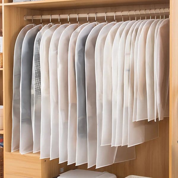 1/3/5/10PCS Washable Clothes Hanging Dust Cover Wedding Dress Cover Suit Coat Storage Bag Wardrobe Hanging Clothing Organizers 250530