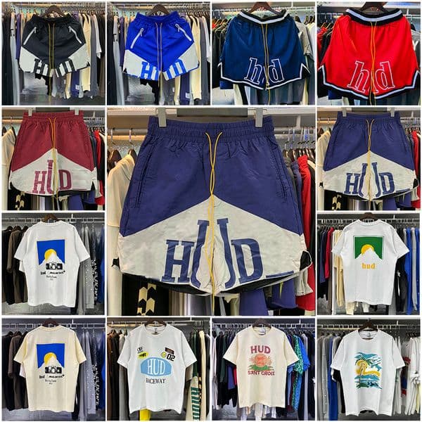 r hudee Designer men shorts High Quality trend label drawstring loose sweatpants letter reflective hip-hop summer cotton beach style basketball pants for men Short
