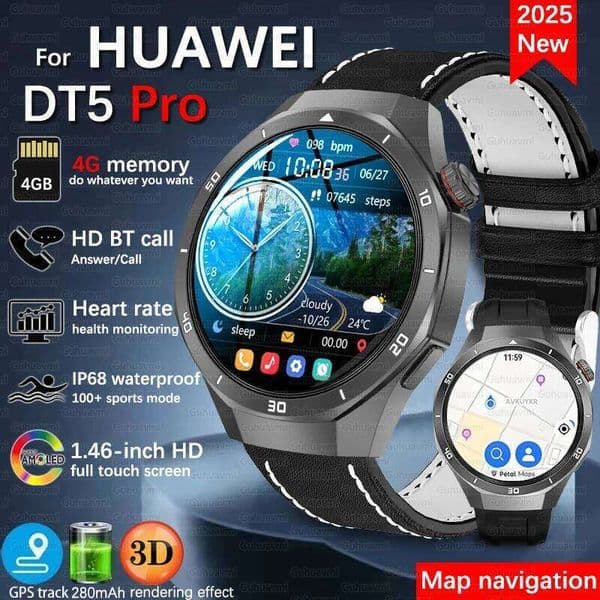 2025 New GPS Outdoor Sports Smartwatch 4GB Memory AMOLED Screen Bluetooth Call IP68 Waterproof Mens Smart Watch For HUAWEI IOS