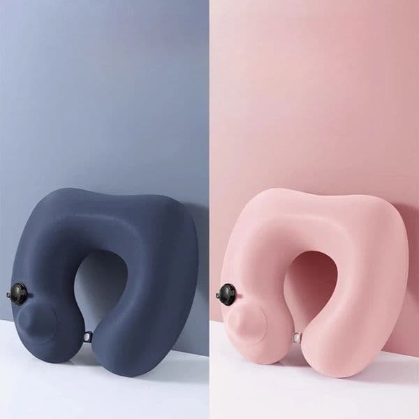 Press Inflatable PVC UShaped Memory Foam Neck Pillow for Travel Portable Cervical Support Ice Silk with Carry Bag 250529