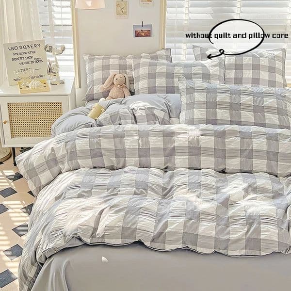 Plaid Double Duvet Cover Set 220x240 Solid Twist soft pillowcase King Size Bedding Quilt 250529