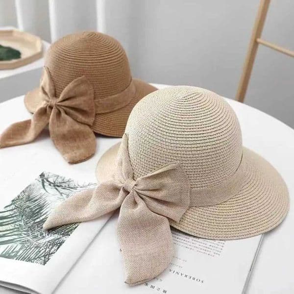 Wide Brim Beach Straw Hat Fashion Bowknot Fisherman Hat Casual UV Protection Sun Hat Breathable Travel Bucket Hat Panama Cap Z250530