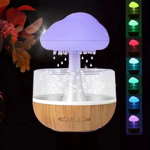 Rain cloud humidifier rain colorful mushroom cloud raindrop atmosphere lamp night light essential oil small aromatherapy machine 250527
